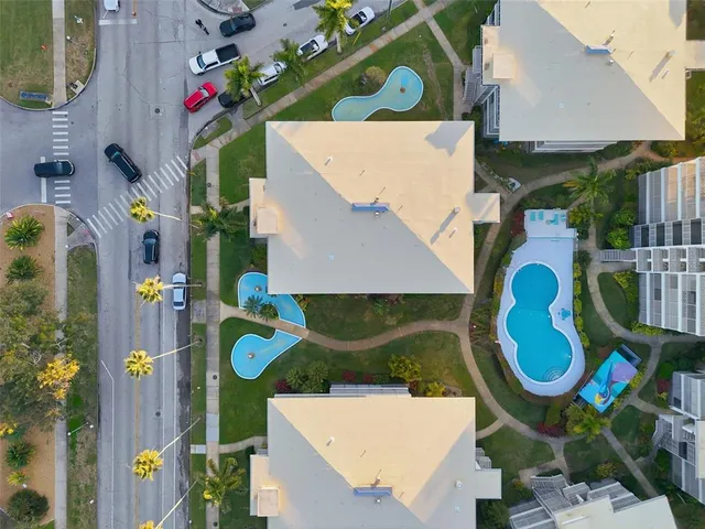 an aerial view of a house
