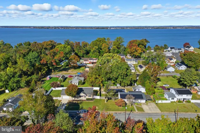 a view of a lake with a city