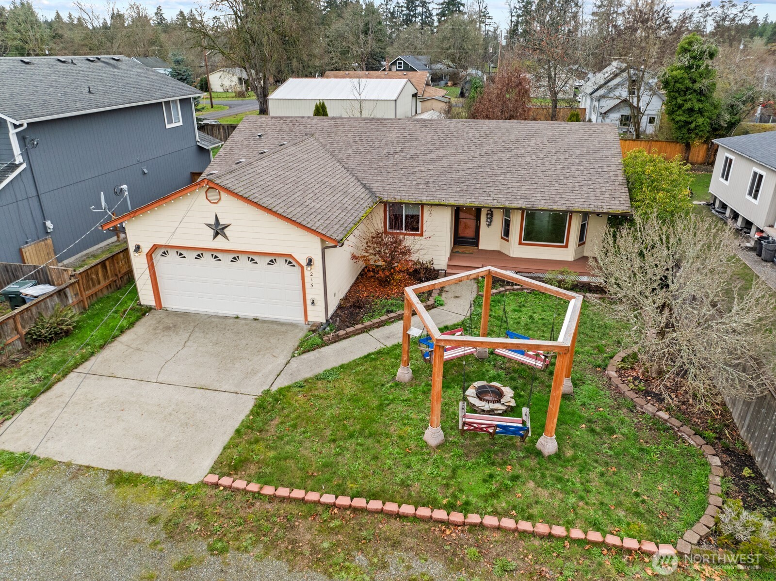 215 James Street Roy, WA 98580 - Photo 22 of 26 an aerial view of a house with a yard