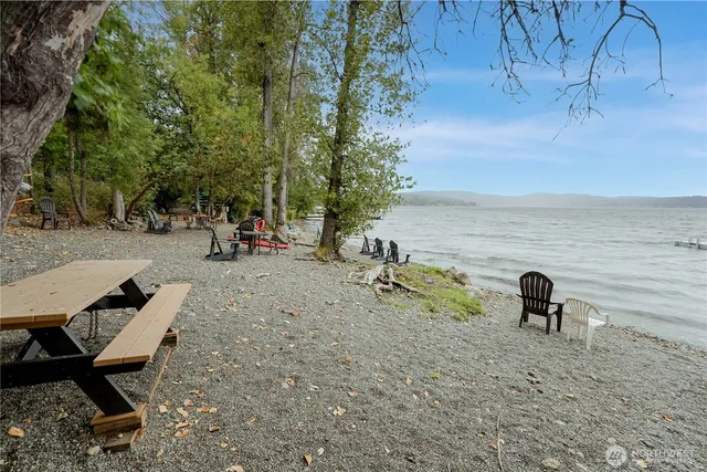 a view of a lake with outdoor space