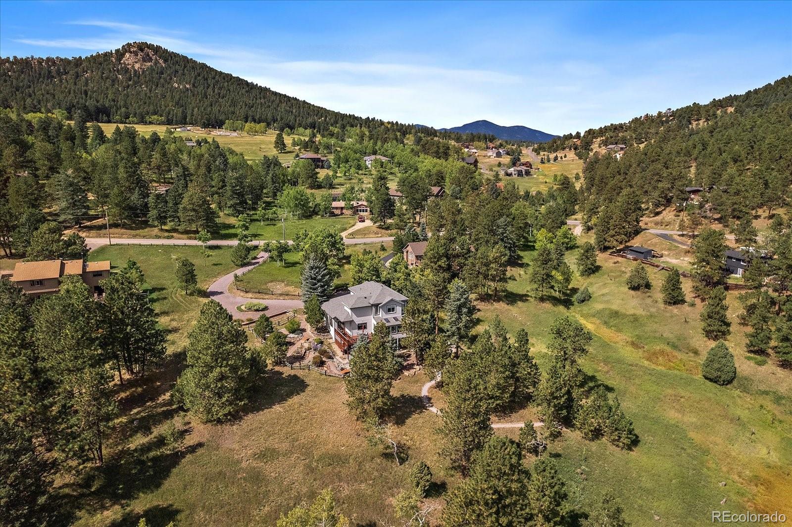 31518 Niakwa Road Evergreen, CO 80439 - Photo 36 of 48 a view of a town with mountains in the background