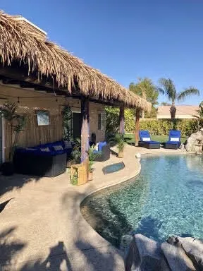 a view of outdoor space with seating area