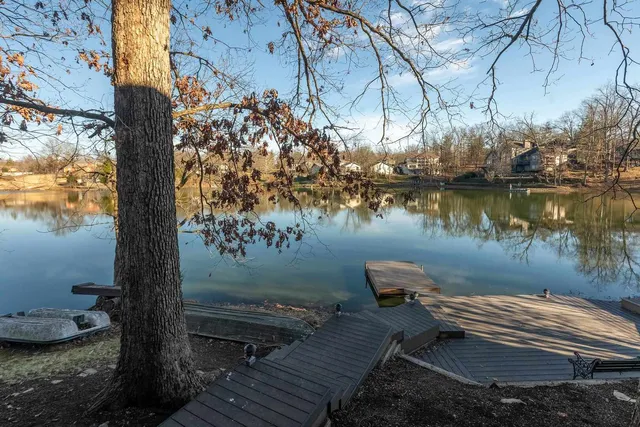 an aerial view of a house with a garden