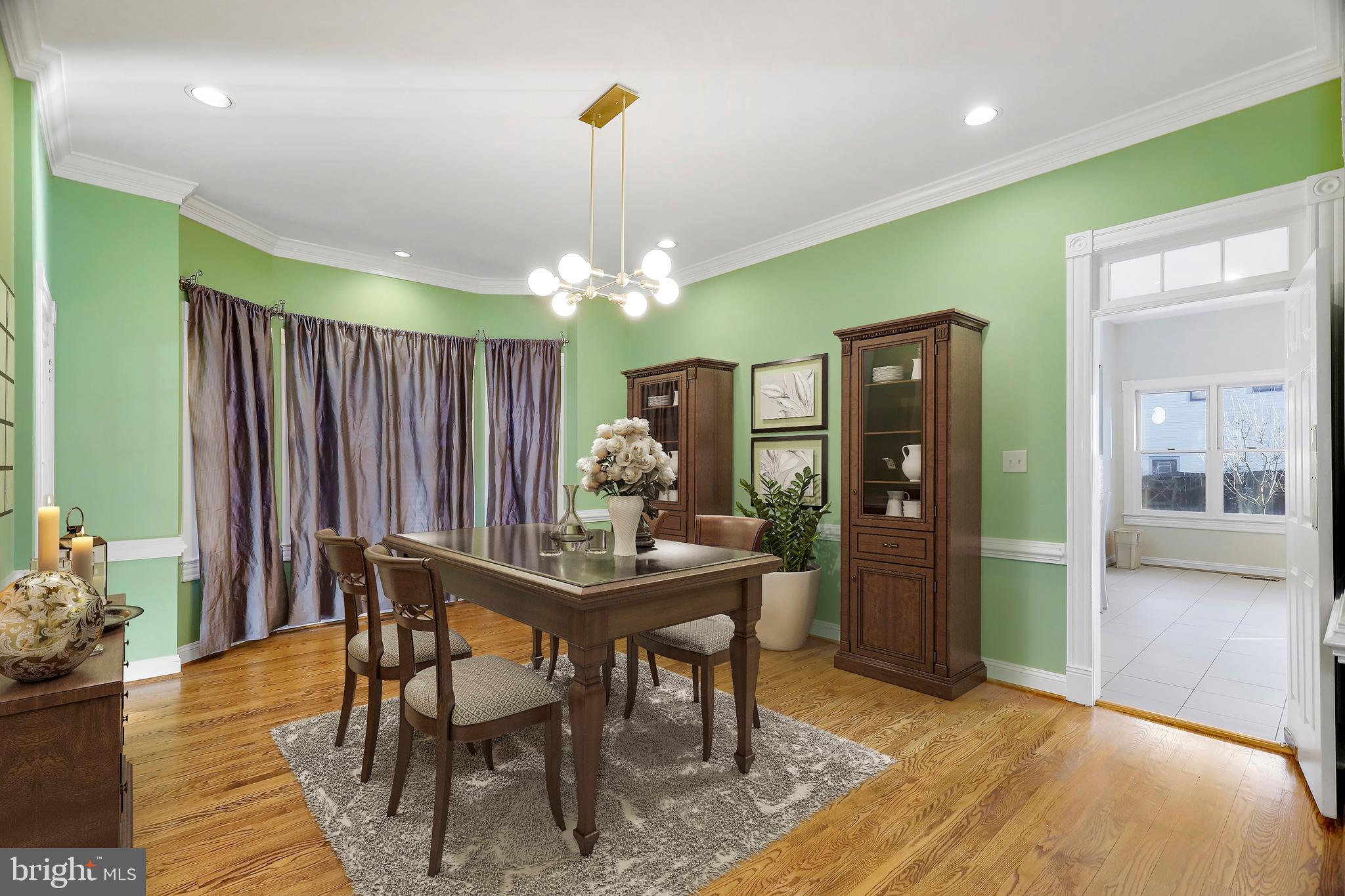 6601 Old Chesterbrook Road McLean, VA 22101 - Photo 13 of 48 Formal Dining Room with Bay Window Crown and Chair