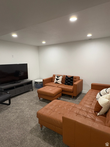 4774 Alder Drive Mapleton, UT 84664 - Photo 23 of 27 Living room with carpet floors and recessed lighting