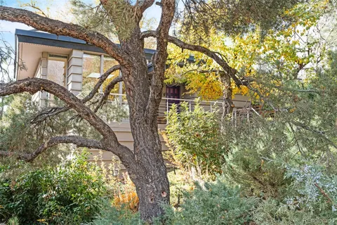 a house view with a tree in front of it