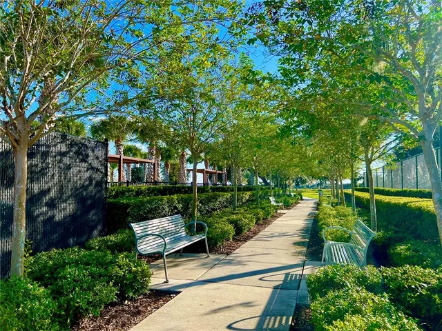 a view of backyard with green space