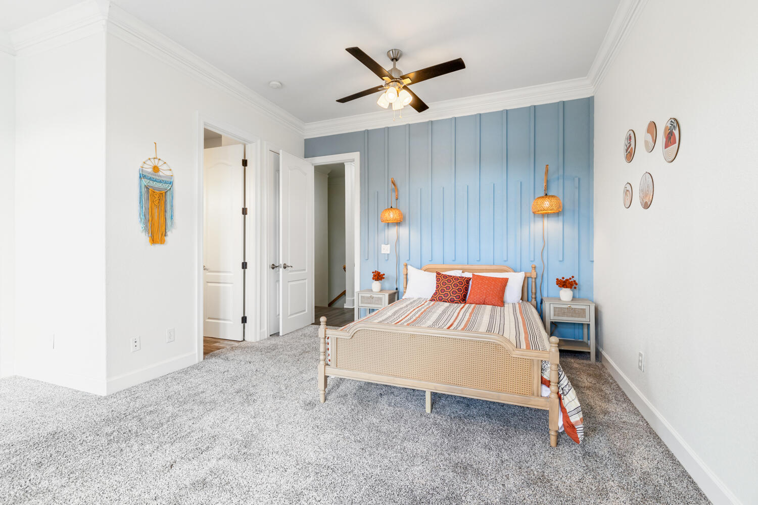 337 Grande Pointe Circle Inlet Beach, FL 32461 - Photo 35 of 73 a bedroom with a bed and a ceiling fan