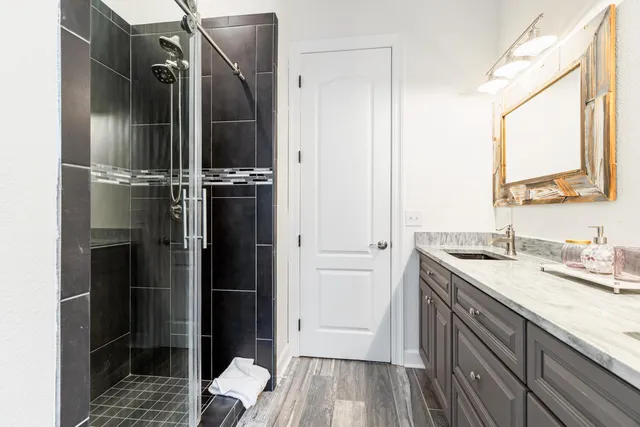 a view of a swimming pool with a patio