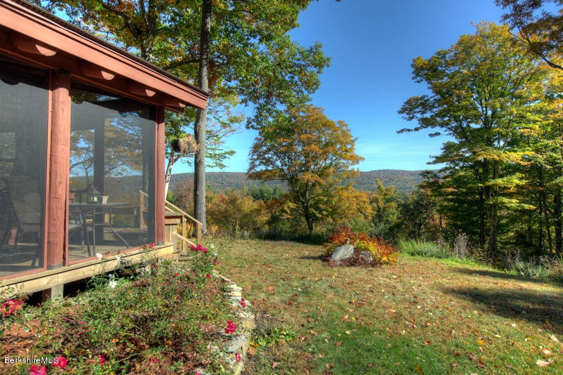 26 Mc Carthy Road Tyringham, MA 01264 - Photo 3 of 31 a backyard of a house with large trees and plants