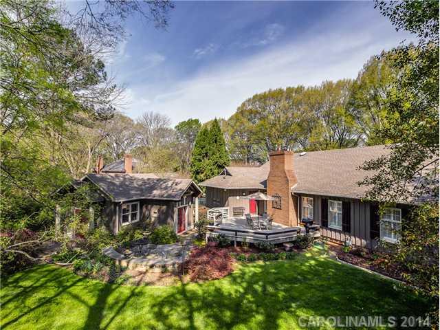 2935 Wheelock Road Charlotte, NC 28211 - Photo 14 of 16 an aerial view of a house with swimming pool and a yard
