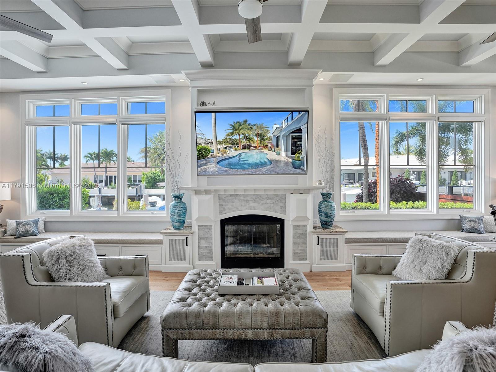 2340 Northeast 48th Street Lighthouse Point, FL 33064 - Photo 9 of 48 a living room with furniture and a fireplace