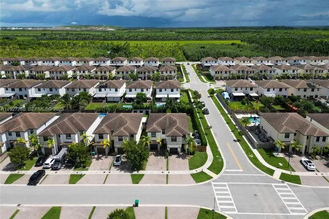 an aerial view of multiple houses