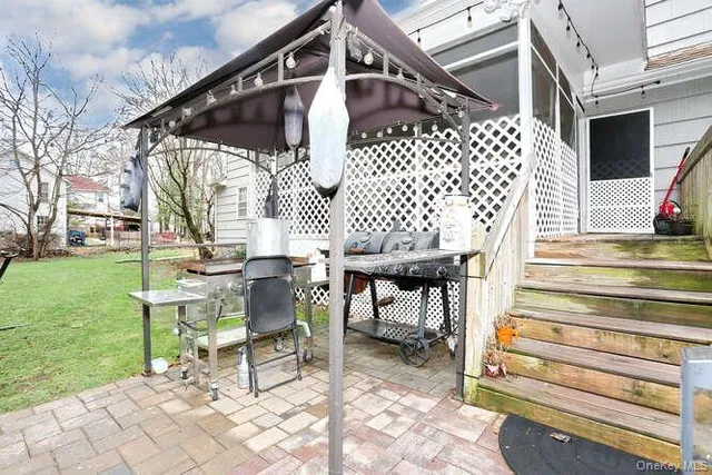 a chairs and a table in the garden