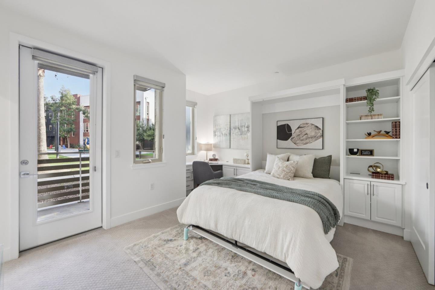 390 Riesling Avenue, Unit 21 Milpitas, CA 95035 - Photo 23 of 48 a bedroom with a bed a mirror and a window