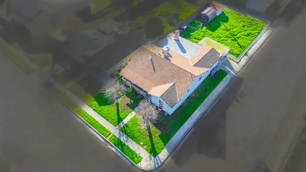 an aerial view of a house