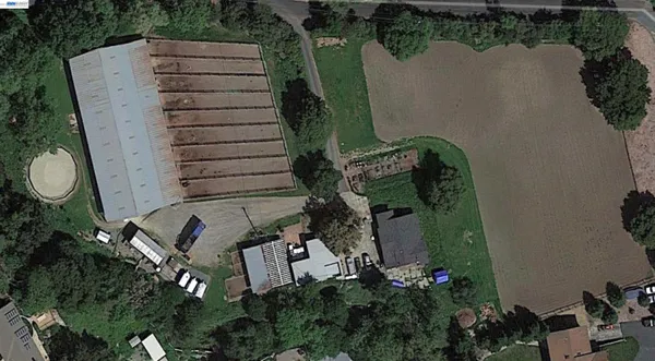 an aerial view of a house