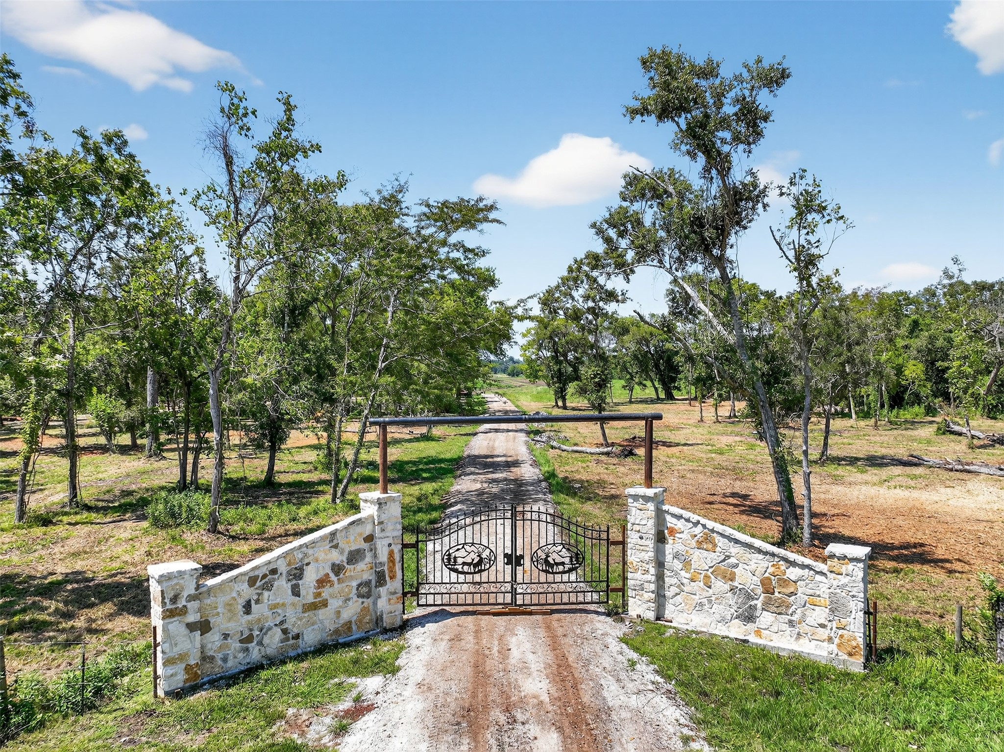 a view of a pathway with a wrought fence