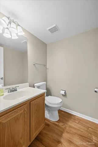 a bathroom with a sink toilet and vanity