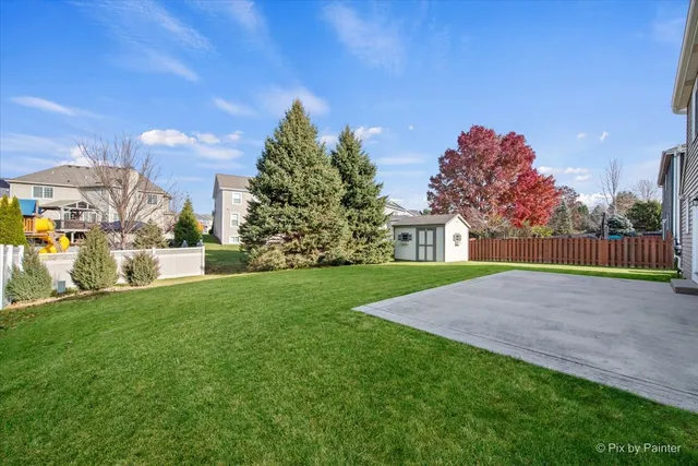 a view of a big yard in front of a building