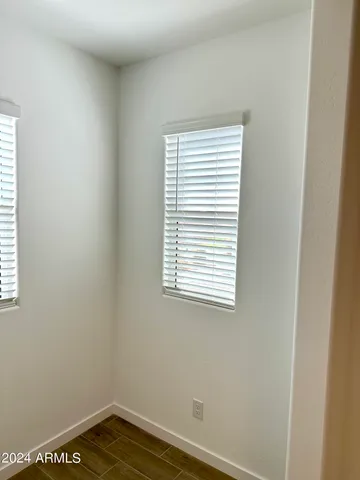 a view of a small space with a window