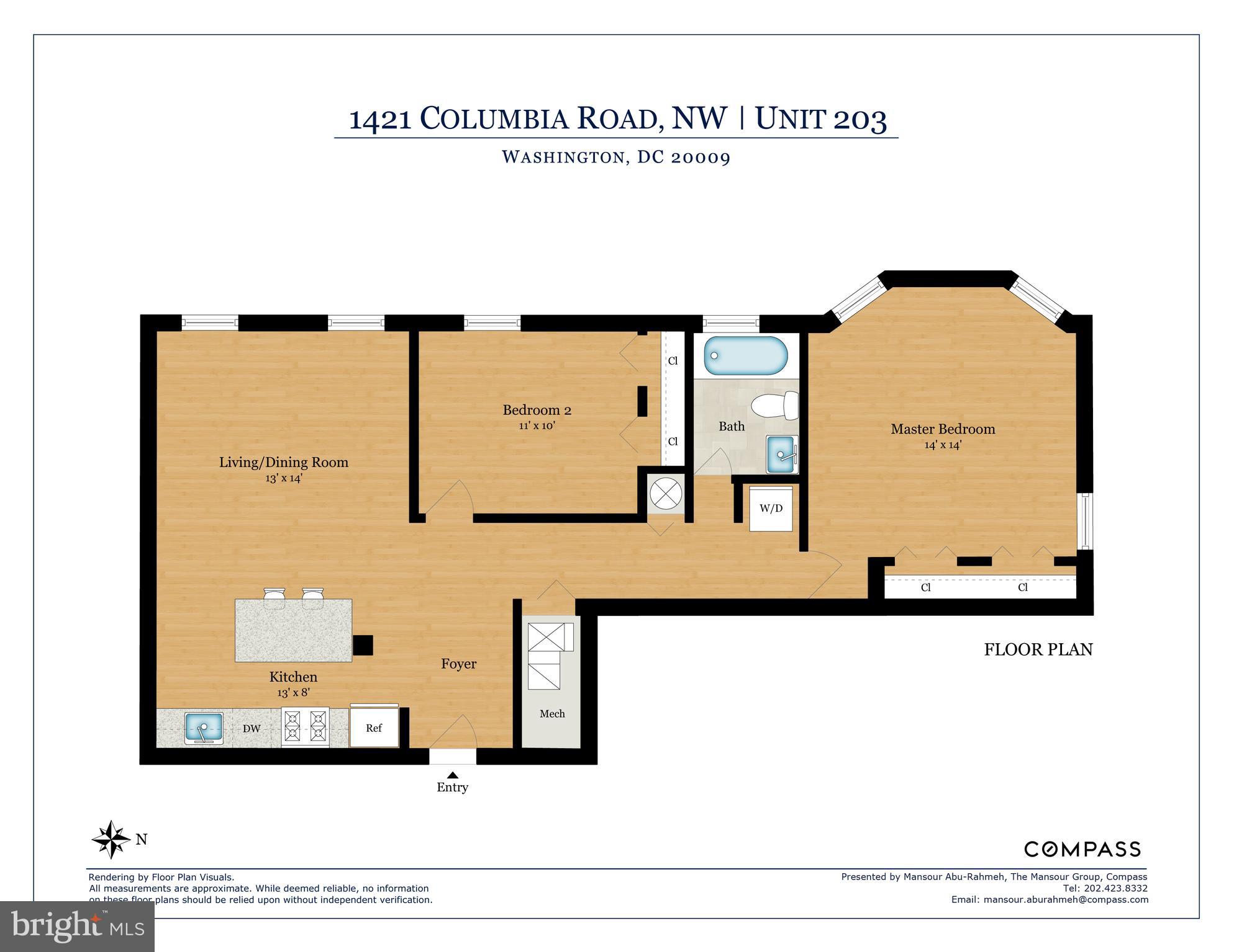 1421 Columbia Road Northwest, Unit 203 Washington, DC 20009 - Photo 18 of 18 Floor Plan