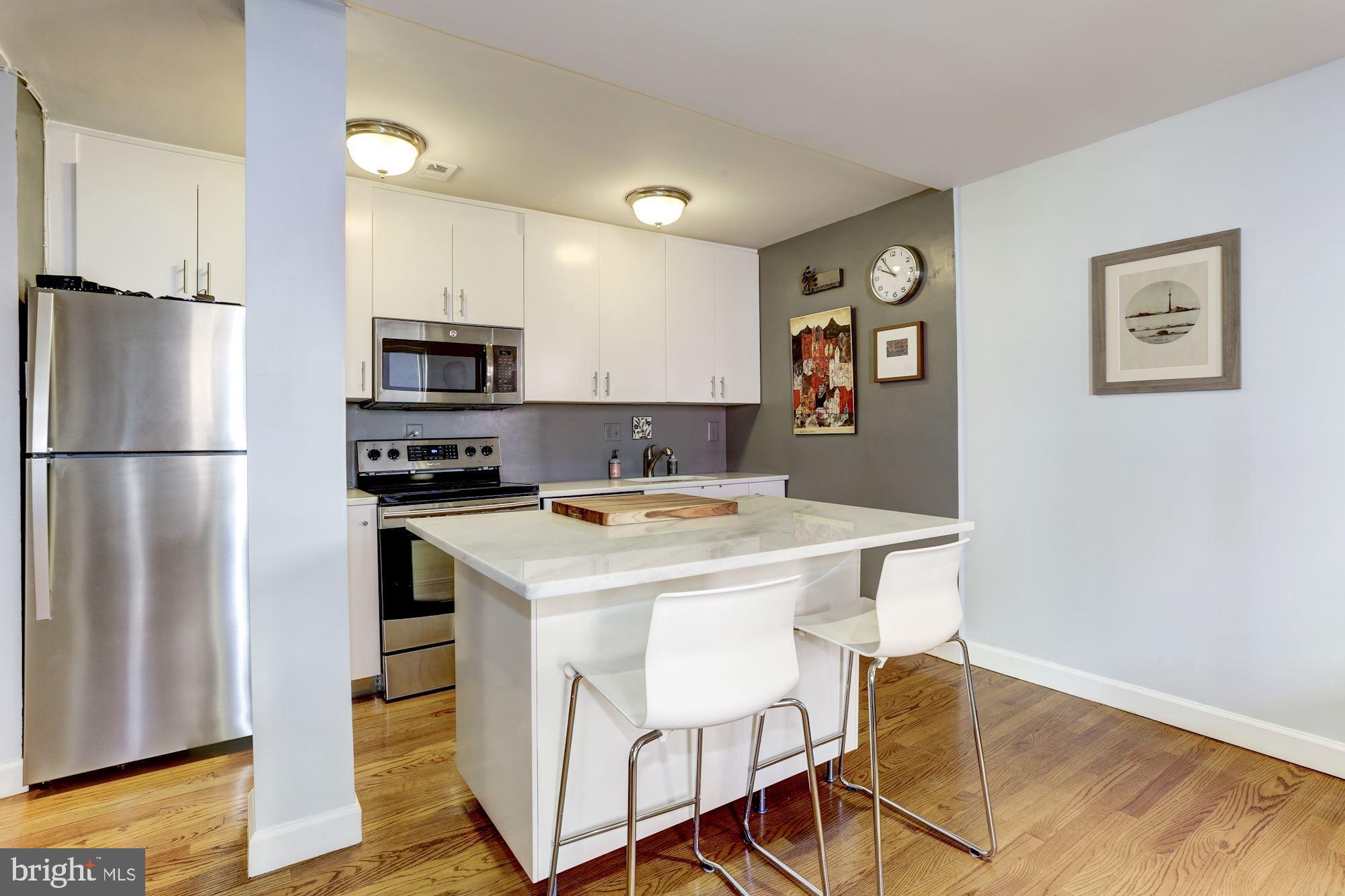 Kitchen with stainless steel appliances