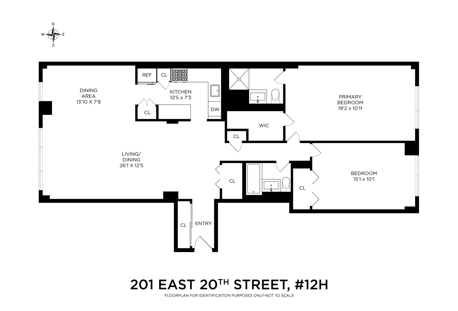 201 East 25th Street, Unit 12H Manhattan, NY 10010 - Photo 7 of 8 a picture of a floor plan