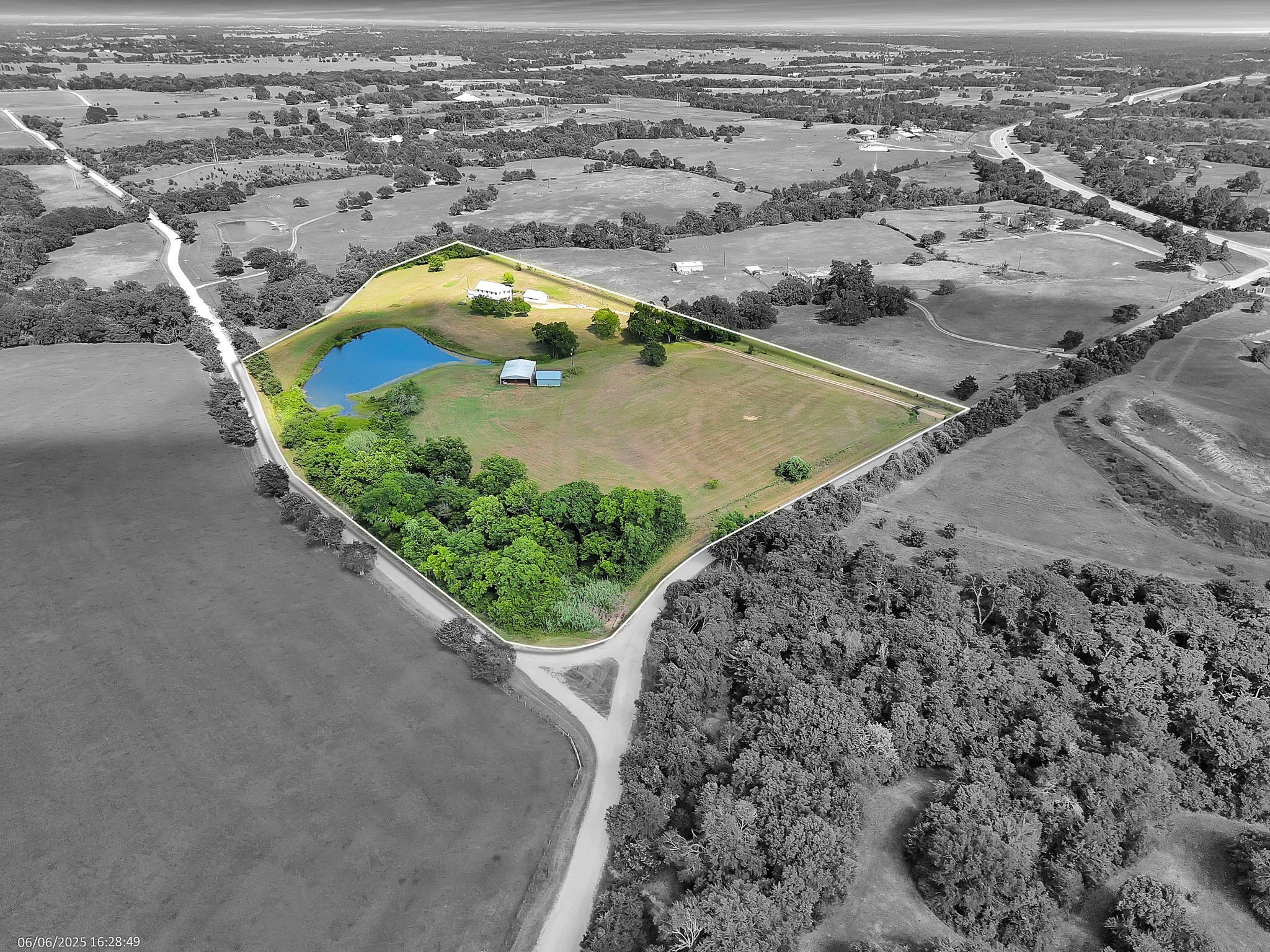 an aerial view of a house