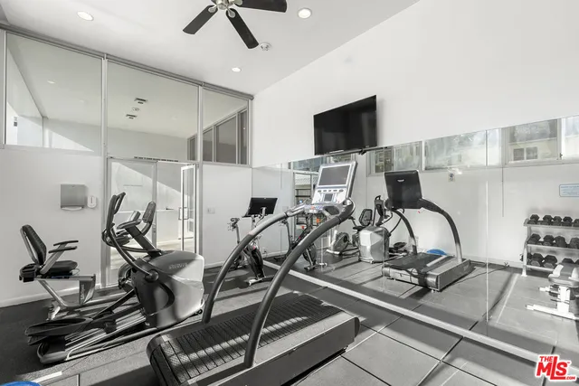 a view of a room with gym equipment