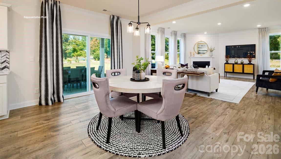 107 Rhuidean Court Troutman, NC 28166 - Photo 6 of 44 a view of a dining room with furniture window and wooden floor