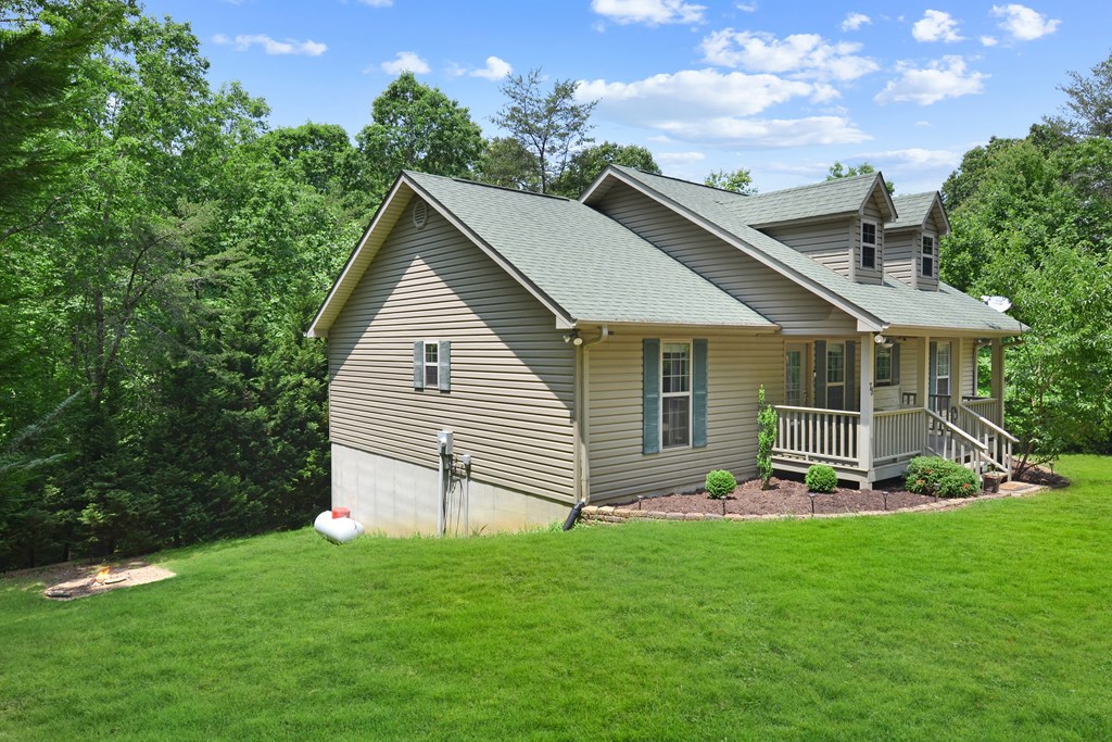 78 Bluebird Lane Blue Ridge, GA 30513 - Photo 3 of 29 a front view of a house with a garden and yard