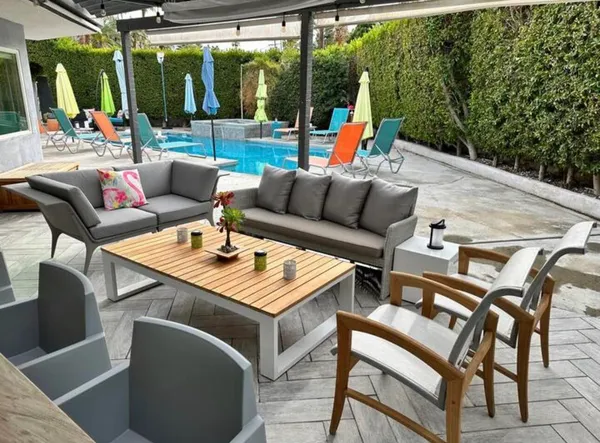 a terrace view with seating space