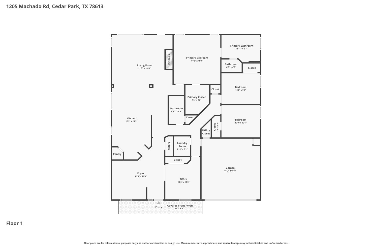 1205 Machado Road Cedar Park, TX 78613 - Photo 30 of 30 a picture of a floor plan