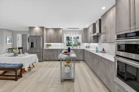 a view of a lake with a building in the background