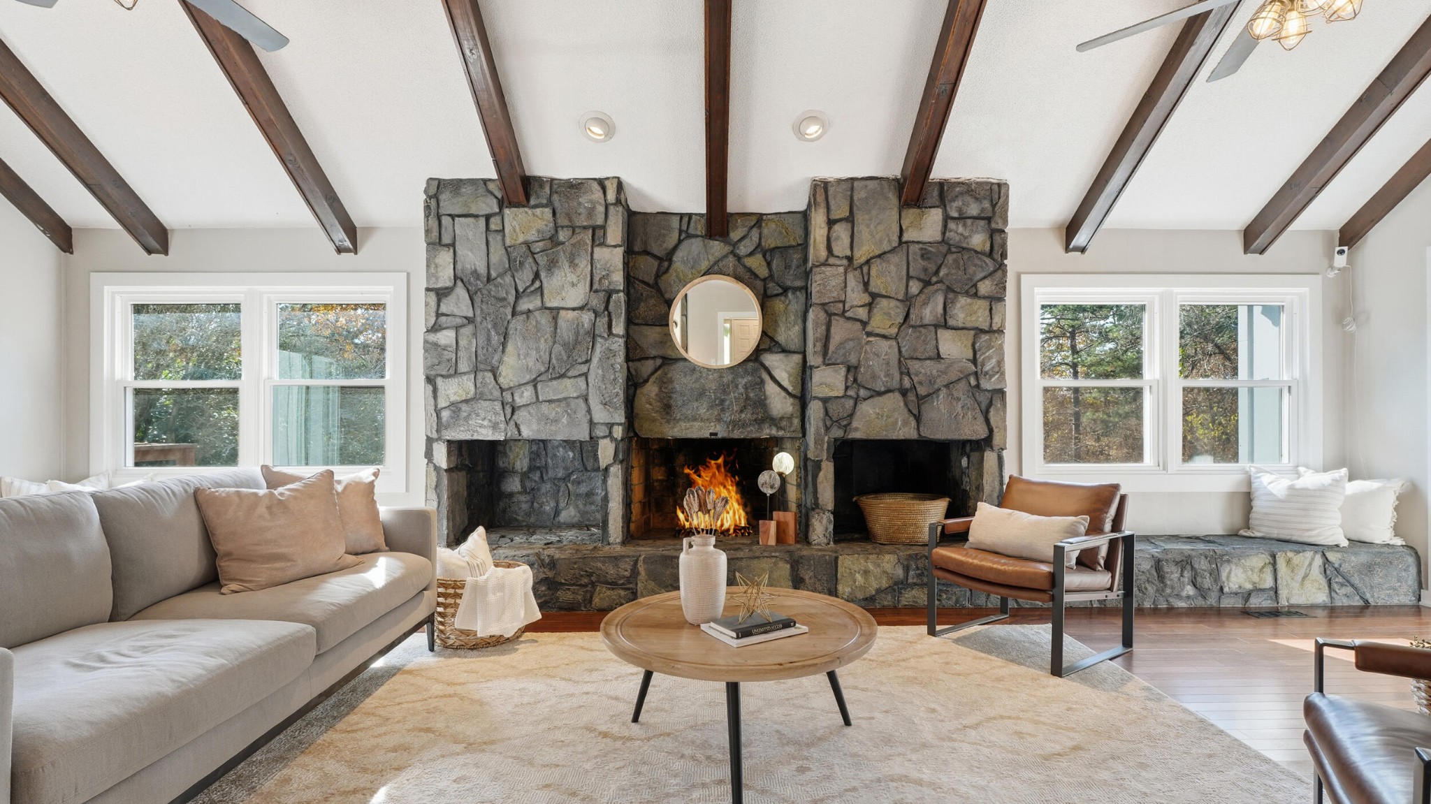 3591 Kings Road Chattanooga, TN 37416 - Photo 9 of 66 a living room with furniture a fireplace and a large window