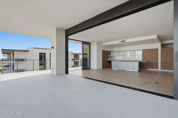 a view of a big room with large windows