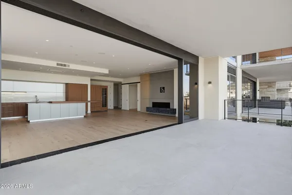 a room with a bed and furniture