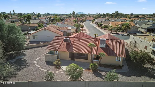 an aerial view of a house