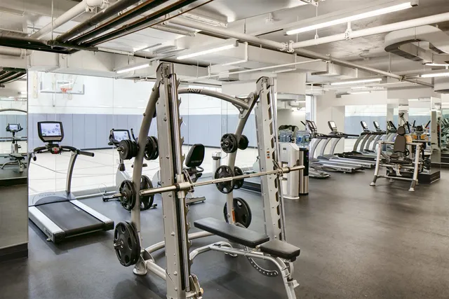 a view of a room with gym equipment