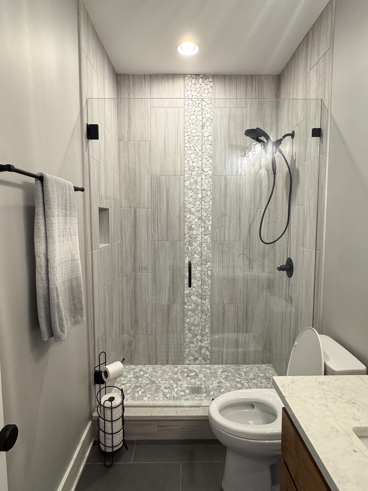 138 Belcher Hollow Road Cottontown, TN 37048 - Photo 58 of 60 a bathroom with a granite countertop sink toilet and shower