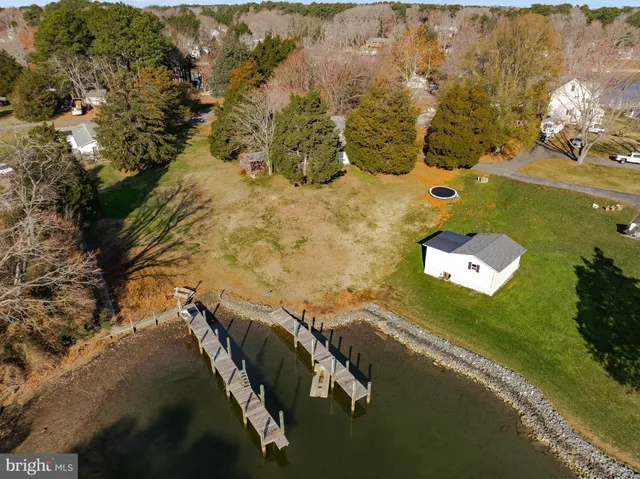an aerial view of lake residential house with outdoor space and trees