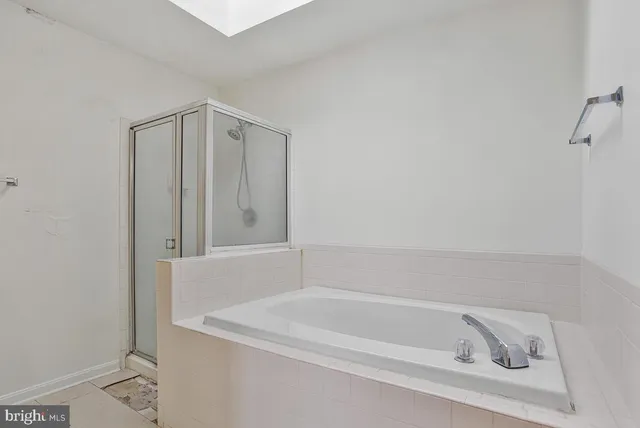 a bathroom with a bathtub
