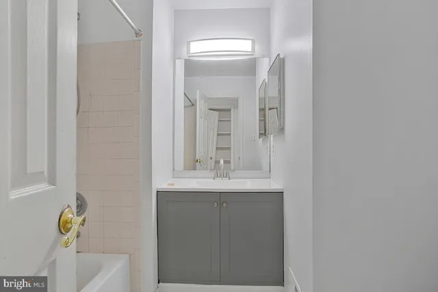 a bathroom with a sink a toilet and mirror