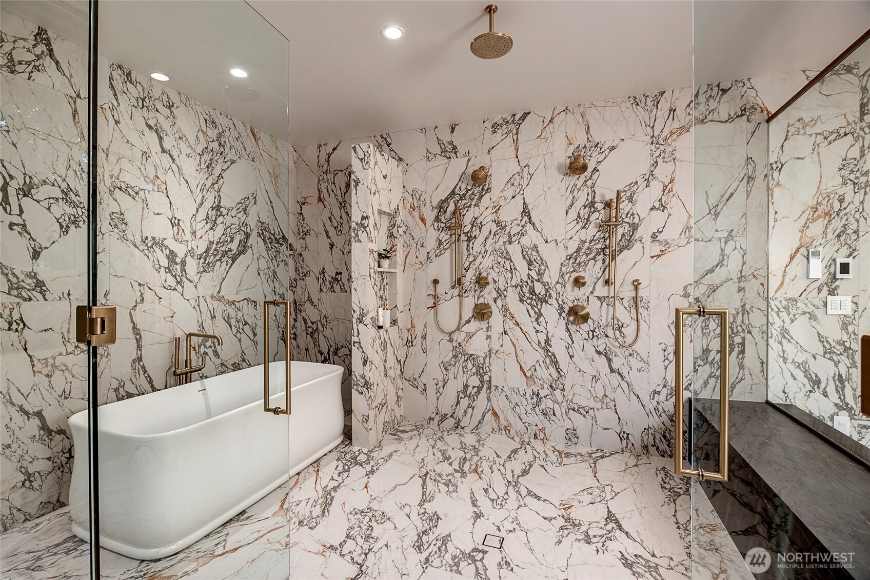 2837 Evergreen Point Road Medina, WA 98039 - Photo 25 of 39 a bathroom with shower bathtub and covered with a shower