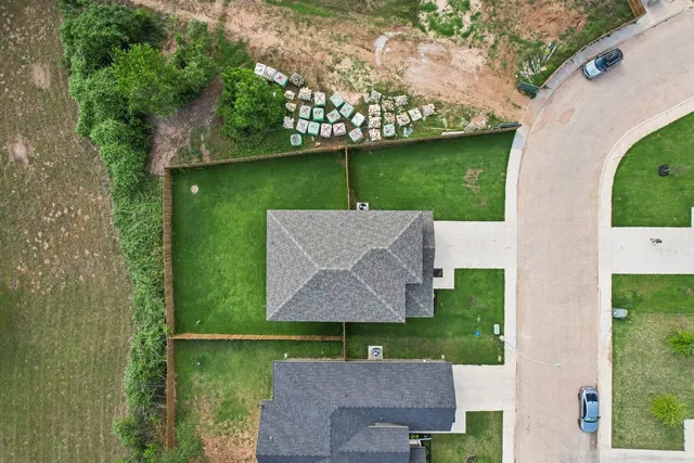 an aerial view of a house