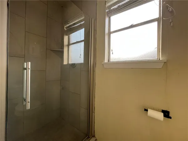 a bathroom with a window