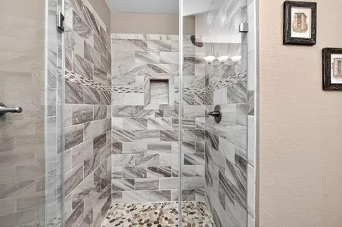 a bathroom with a shower