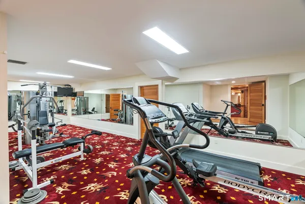a view of a room with gym equipment
