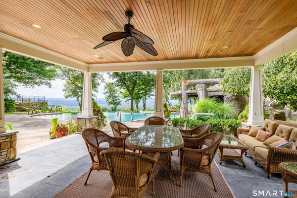 a outdoor space with furniture and garden view
